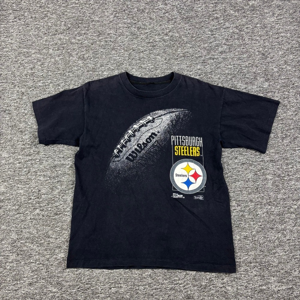 Vintage 90s Pittsburgh Steelers Salem Sportswear T-Shirt Single Stitch Black L